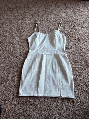 White/Cream Spaghetti Strap Denim Mini Dress